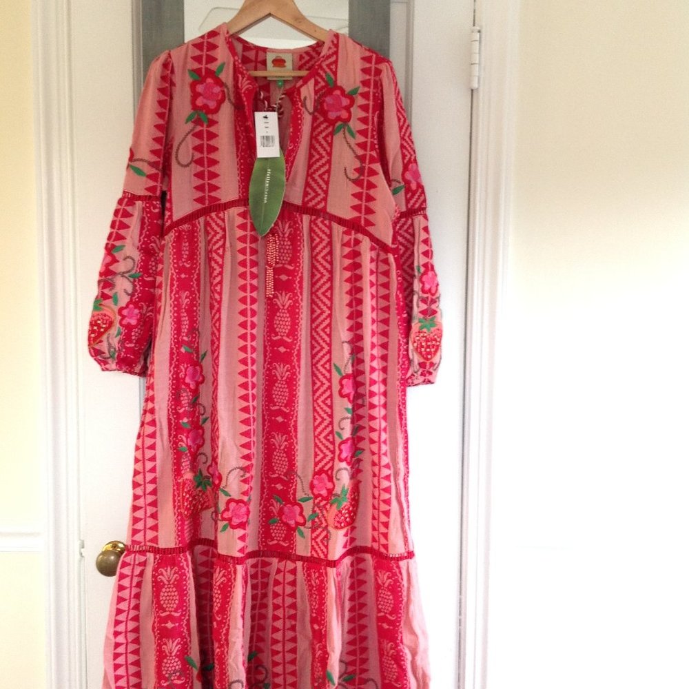 Farm Rio Pineapple Jacquard Split-Neck Maxi Dress - Picture 13 of 16